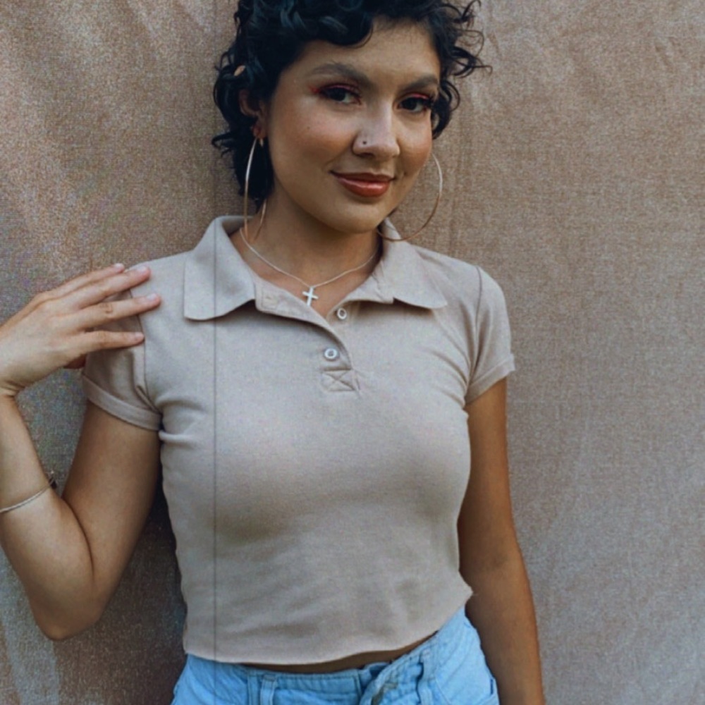 nude crop top